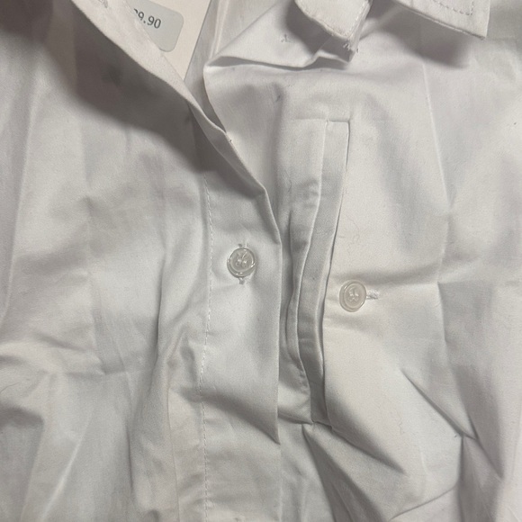 Zara NWT NEW size XS x-small White Cropped Shirt Elastic Hem dress blouse top - Picture 4 of 9